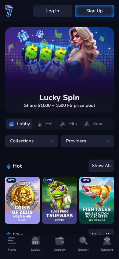 7Bit Casino mobile lobby