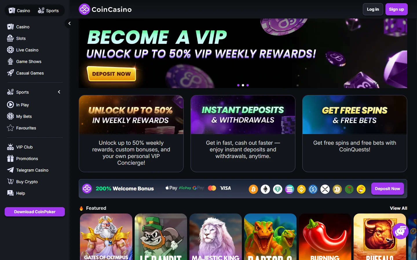 CoinCasino homepage