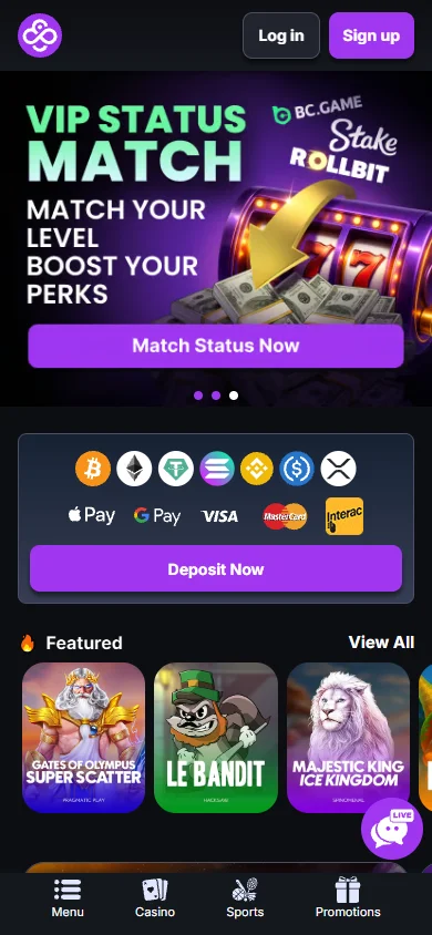 CoinCasino mobile lobby